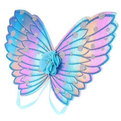IMIKEYA Bunte Schmetterlingsflügel Fee Kostüm Kind Mädchen Kleid Cosplay-Flügel Engelsflügel Stoff Blue IMIKEYA Bunte Schmetterlingsflügel Fee Kostüm Kind Mädchen Kleid Cosplay-Flügel Engelsflügel Stoff Blue von IMIKEYA