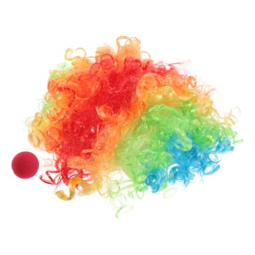 IMIKEYA Buntes Clown Kostüm Set mit Lustiger Perücke und Weicher Clownsnase Atmungsaktives Kostüm für Halloween Karneval Party und Rollenspiel Auffälliges Design für Jungen und Mädchen von IMIKEYA