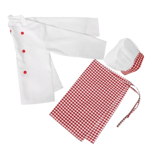 IMIKEYA Chefkostüm mit Langärmligem Kochmantel Verstellbarer Schürze und Kochmütze in Elegantem Rollenspiel outfit für Ab für Backen Schule und Geburtstagsfeiern von IMIKEYA