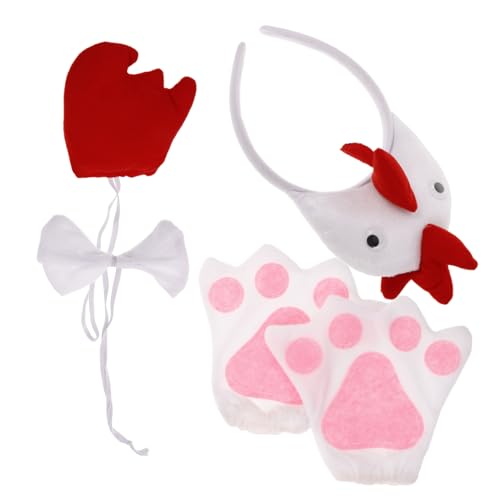 IMIKEYA Cosplay Huhn Kostüm Set mit Niedlichem Cartoon Haarreif Fliege und Handschuhen Leicht Langlebig und Komfortabel für Tier Performance Halloween und Mottopartys von IMIKEYA