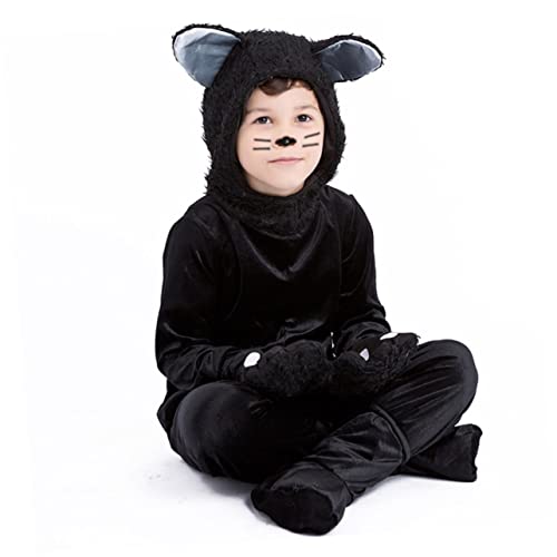 IMIKEYA Cosplay Katzenkostüm Halloween Tierkostüm für Jungen und Mädchen Lustiges Bequemes Rollenspiel Outfit S Waschbar Strapazierfähig für Karneval und Maskerade von IMIKEYA