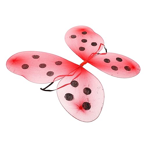 IMIKEYA Cosplay Marienkäfer Flügel Kostüm Flügel Prop Bühnenperformance Rote Schwarze mit Goldglitzer für Karneval Halloween Geburtstagsfeier von IMIKEYA