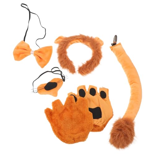 IMIKEYA Cosplay Zubehör mit Ohr-Stirnband Nasenapplikation Pfotenhandschuhen und Schleife Leichtes Bequemes Tierkostüm Halloween Geburtstags Rollenspielpartys von IMIKEYA