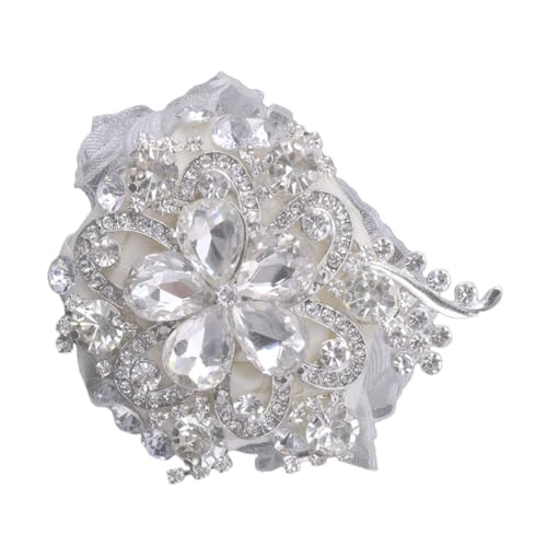 IMIKEYA Crystal Wrist Corsage Silber Metallic Finish Elegantes Armband mit Perlen und Kristallen für Brautjungfern Hochzeiten Bankette Frühling Sommer Accessoire von IMIKEYA