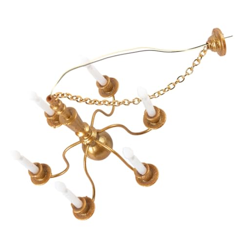 IMIKEYA Miniatur Deckenlampe Für Puppenhaus Realistische Dekorative Led-Beleuchtung Für Sandtisch-szenen Hochwertige Verarbeitung Gold Mit Warmem Licht von IMIKEYA