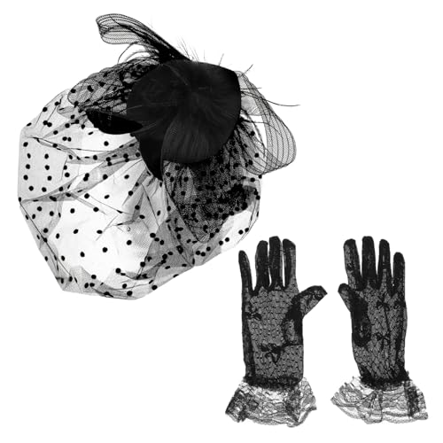 IMIKEYA Elegantes Teiliges Set Party Veil Hut und Spitzenhandschuhe Damen Tanzfest Kopfschmuck für Cheongsam Kleid Festliche Accessoires Schwarz IMIKEYA Elegantes Teiliges Set Party Veil Hut und Spitzenhandschuhe Damen Tanzfest Kopfschmuck für Cheongsam Kleid Festliche Accessoires Schwarz von IMIKEYA