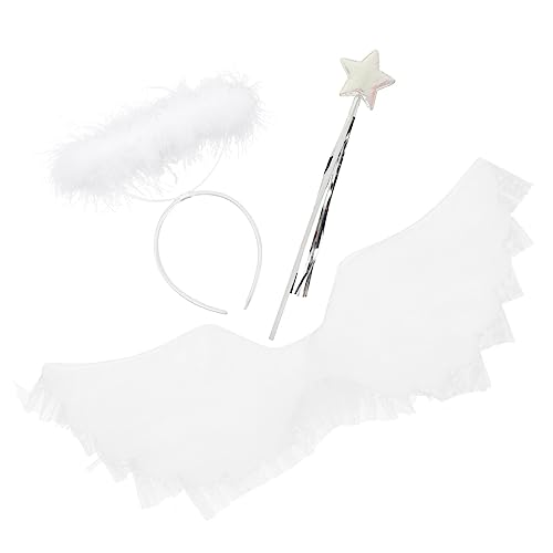 IMIKEYA Engelsflügel Kostüm für Mädchen Teilig mit Stirnband Zauberstab und Faltbaren Flügeln Leicht Anzuziehen für Geburtstagsfeiern Cosplay und Fotoshootings von IMIKEYA