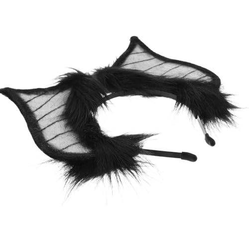IMIKEYA Fledermaus Ohren Haarreif: Halloween Kostüm Haarschmuck Stirnband - Cosplay Plüsch Fledermaus Haarband Kopfstück für Party, Foto-Requisiten, Schwarz von IMIKEYA