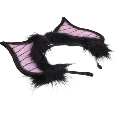 IMIKEYA Fledermaus Ohren Haarreif: Kostüm Halloween Haarschmuck Stirnband - Cosplay Plüsch Fledermaus Haarband Kopfstück für Halloween Party Foto-Requisiten, Violett von IMIKEYA