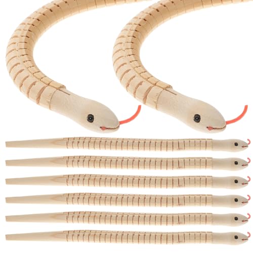 IMIKEYA Flexible Holzschlangen – lebensechte Gelenkholzschlangen für Halloween-Streiche – Malerei und realistische gruselige Dekorationen für und Partys (zufällige Farbe) von IMIKEYA