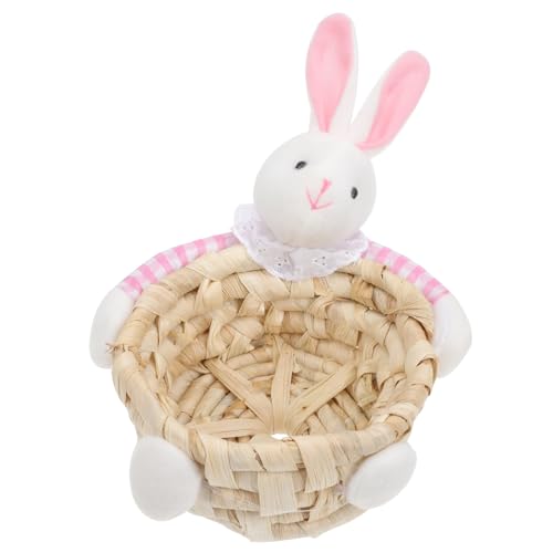 IMIKEYA Geflochtener Hasen-Osterkorb Plüsch-Kaninchen-Puppe Handgefertigte Korbgeflecht-Rattan- -Süßigkeiten-Eier-Körbe Süßer Picknickkorb Für Die Ostereiersuche Party-Geschenke von IMIKEYA