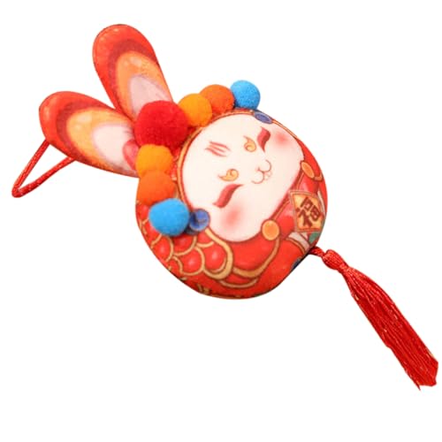 IMIKEYA Glückskaninchenpuppenanhänger Eincremehilfe Kaninchen-Maskottchen-Puppe Neujahrsvorräte Entzückendes Häschendekor Tier Stofftier Kaninchen-Puppen-anhänger Rot Plüsch von IMIKEYA
