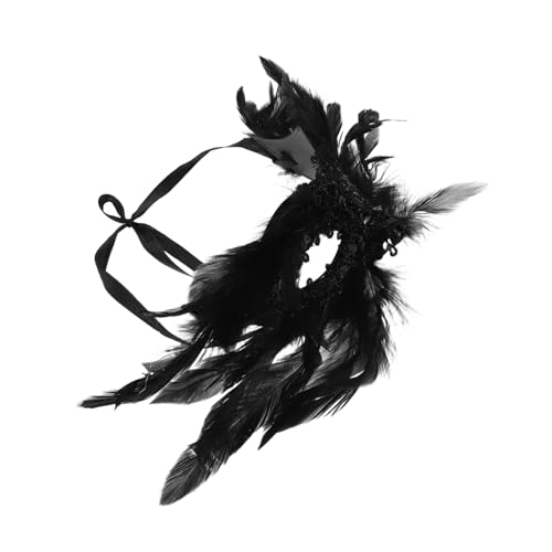 IMIKEYA Gothic Federmaske Halbgesichtsmaske mit Elastischem Band Schwarze Maske für Maskenball Halloween Kostüm Party Bühnenperformance Cosplay IMIKEYA Gothic Federmaske Halbgesichtsmaske mit Elastischem Band Schwarze Maske für Maskenball Halloween Kostüm Party Bühnenperformance Cosplay von IMIKEYA