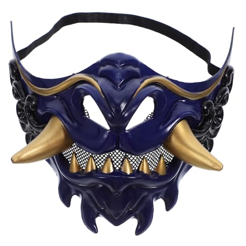 IMIKEYA Halbgesichtsmasken Böse Dämon Monster Krieger Samurai Oni Halbgesichtsschutzmaske für Maskenballparty Halloween Kriegsspiel von IMIKEYA