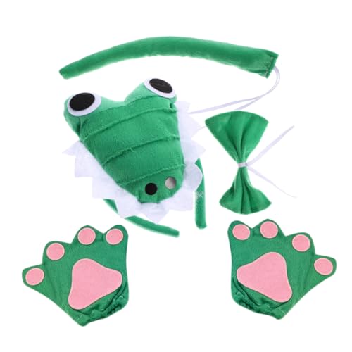 IMIKEYA Halloween Alligator Kostüm Set mit Stirnband Fliege und Handschuhen Weiches Stoffmaterial Bequemes Cosplay Partyzubehör für Karneval Maskenball und Themenpartys von IMIKEYA