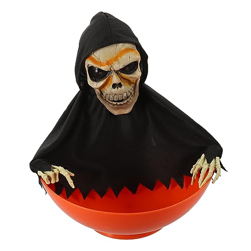 IMIKEYA Halloween Dekoration Leuchtender Skelett Bonbonschale mit Bewegungssensor und Sound Animierte Gruselige Candy Dish für Party Tischdeko Innen Außen Langlebige Halloween Deko mit von IMIKEYA