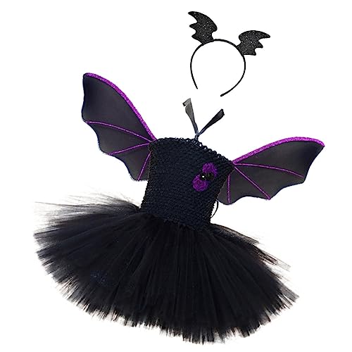 IMIKEYA Halloween Mädchen Kostüm Fledermausflügel Tüllrock und Haarreif Party Kleidung für Dress Up Karneval Cosplay Leichtes Atmungsaktives Material und Langlebig von IMIKEYA