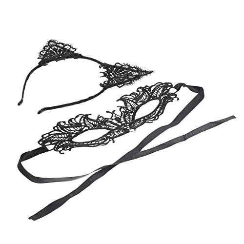 IMIKEYA Halloween Party Teilig mit Schwarzem Spitzen Haarband und Gesichtsmasken Augenbinde Stylisches Cosplay Kopfschmuck für Damen und Jugendliche von IMIKEYA