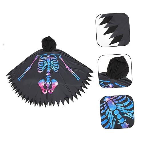 IMIKEYA Halloween Umhang mit Skelett Leichter Kapuzen Cape Cosplay Kostüm Accessoire für Damen und Herren Gruselige Partydekoration und Verkleidung Einheitsgröße von IMIKEYA