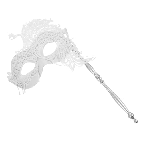 IMIKEYA Handgehaltene Spitzen Maske Damen mit Stab Weißer Spitzenstoff Leichtes Kunststoffmaterial Langlebig für Karneval Maskenball Cosplay und Halloween Party IMIKEYA Handgehaltene Spitzen Maske Damen mit Stab Weißer Spitzenstoff Leichtes Kunststoffmaterial Langlebig für Karneval Maskenball Cosplay und Halloween Party von IMIKEYA