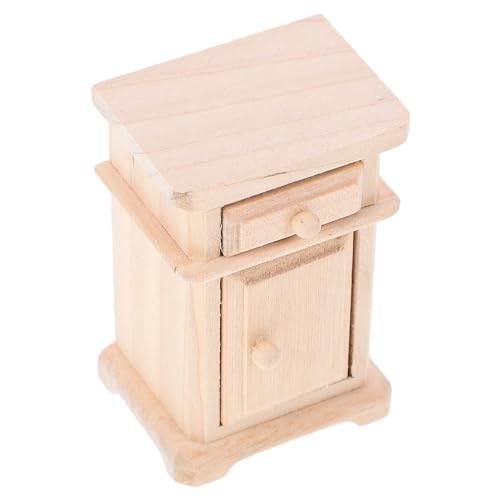 IMIKEYA Holz-Puppenhaus-Schrank Mini-Rustikaler Schreibtisch Aufbewahrungsregal Möbelmodell Spielhaus Bücherregal Schlafzimmer-Dekoration Für Mädchen Und Kinder von IMIKEYA