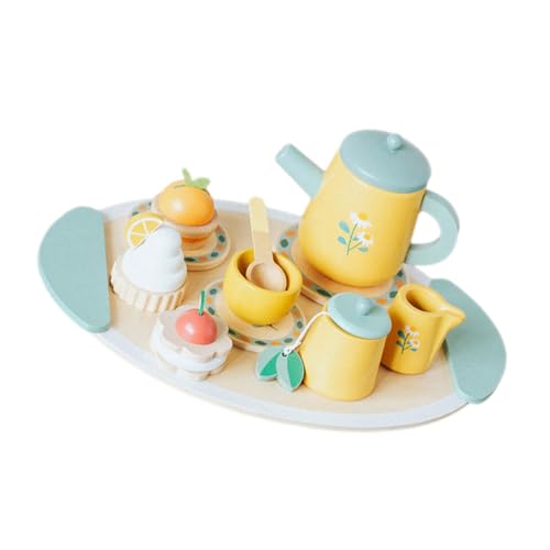 IMIKEYA 1 Set Teeservice Aus Holz Spielzeug Für Kleinkinder Spielteeservice Zubehör Für Die Nachmittagsteeparty Für Kinder von IMIKEYA