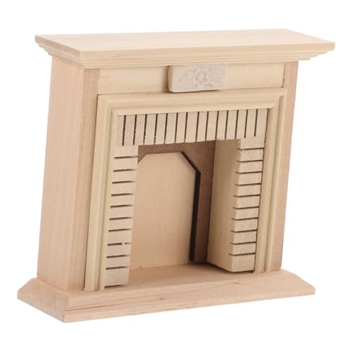 IMIKEYA Holzkamin Miniatur-Puppenhausmöbel Puppenhaus Mini-Kamin-Modell Kamin für Minihaus Miniaturmodelllandschaft winziger Hauskamin Mini-Hausschmuck hölzern Beige von IMIKEYA