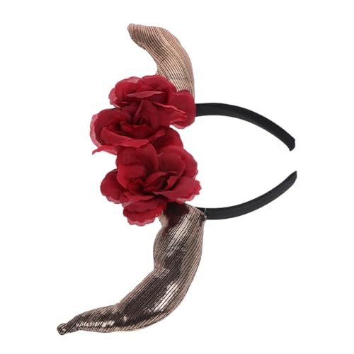 IMIKEYA Horn Stirnband für Halloween Gothic Kopfstück mit Clip Hörnern Geeignet für Damen und Herren für Kostümpartys und Cosplay Strapazierfähiges Material Weinrot von IMIKEYA