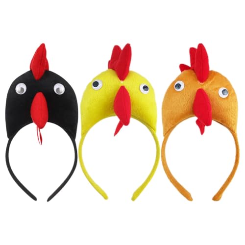 IMIKEYA 3 Stück Huhn Haarreif: Hühner Stirnband Kinder Erwachsene Kostüm 3D Plüsch Hühner Haarreifen - lustige Kopfbedeckung Huhn Haarband für Cosplay Party Karneval von IMIKEYA