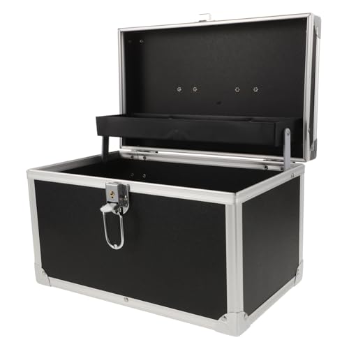 IMIKEYA Kasten magische Aufbewahrungsbox Werkzeugorganisator Werkzeugkoffer mit Metallgriff handhaben Werkzeuge tragen Koffer Werkzeugkoffer aus Metall Aluminiumlegierung Black von IMIKEYA