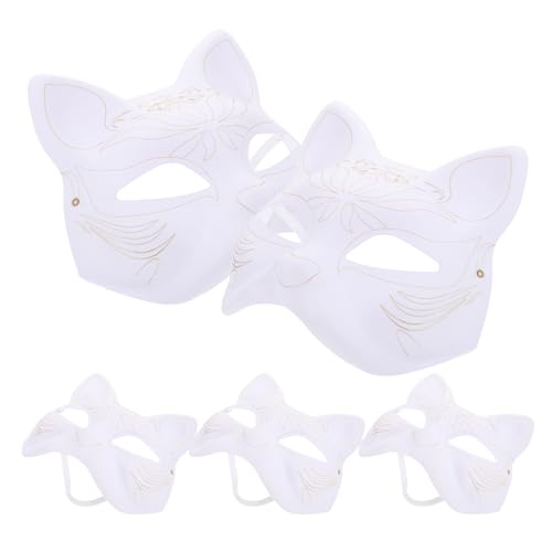 IMIKEYA Katzenmaske 5 Stück Weiße Papier-Kitsunes-Fuchs-Masken Leere Papier-Katzen-Halbmasken DIY Weiße Tier-Gesichtsabdeckungen Diy-Maskerade-Maske Kostüm-Requisite Für Karneval Cosplay von IMIKEYA
