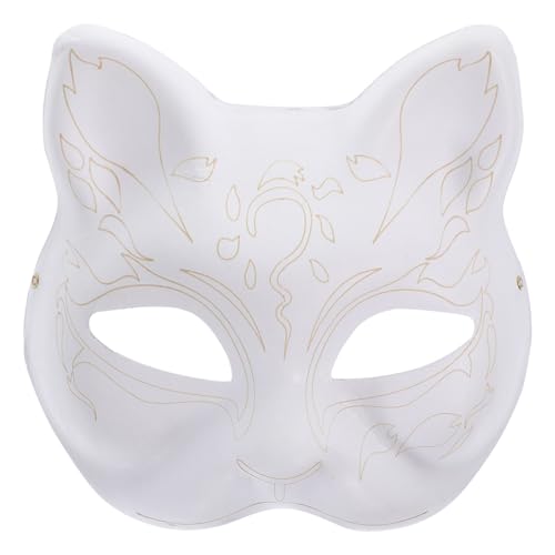 IMIKEYA Katzenmaske Diy Unbemalte Maskerademaske Pappmaché-Maske Weiße Handwerksfuchsmaske Zellstoffrohling Bemalbare Maske Halbes Gesicht Tier-Cosplay-Maske Zum Ausmalen Kabuki-Masken B von IMIKEYA