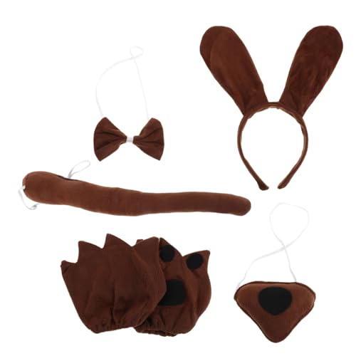 IMIKEYA Kinderset Hundekostüm mit Stirnband Fliege Nase Pfotenhandschuhen Authentische Tierkostüm Accessoires für Cosplay Halloween Rollenspiele und Eltern Junge Mädchen Verkleidung von IMIKEYA