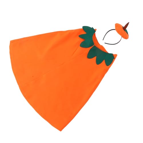 IMIKEYA Kostümset für Orangefarbener Kürbismantel und Kopfband für Halloween Cosplay und Schulveranstaltungen für Jungen und Mädchen und Kreatives Outfit IMIKEYA Kostümset für Orangefarbener Kürbismantel und Kopfband für Halloween Cosplay und Schulveranstaltungen für Jungen und Mädchen und Kreatives Outfit von IMIKEYA
