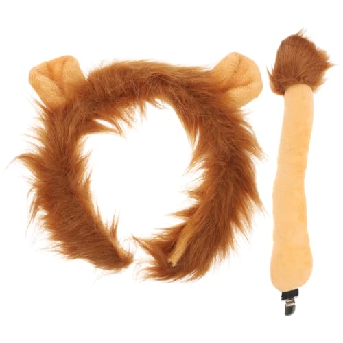 IMIKEYA Löwe Stirnband Löwenschwanz Set: Tier Kostüm Halloween Plüsch Löweohren Löwe Haarreifen und Löwenschwanz Cosplay Zubehör für Kinder Erwachsene IMIKEYA Löwe Stirnband Löwenschwanz Set: Tier Kostüm Halloween Plüsch Löweohren Löwe Haarreifen und Löwenschwanz Cosplay Zubehör für Kinder Erwachsene von IMIKEYA