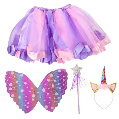 IMIKEYA Mädchen Feenkostüm Set mit Tüllrock Farbigen Schmetterlingsflügeln Einhorn Haarreif und Zauberstab Leichtes Cosplay für Karneval Party Bühnenauftritt und Kostümpartys IMIKEYA Mädchen Feenkostüm Set mit Tüllrock Farbigen Schmetterlingsflügeln Einhorn Haarreif und Zauberstab Leichtes Cosplay für Karneval Party Bühnenauftritt und Kostümpartys von IMIKEYA