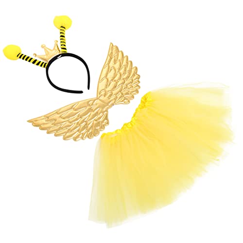 IMIKEYA Mädchen Kostümset Tüllrock und Stirnband Teiliges Tutu Set für Fasching Halloween Party und Cosplay Niedlicher Mädchen Gauze Rock mit Engelsflügeln Vielseitiges Verkleidungskostüm von IMIKEYA