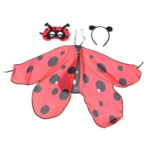 IMIKEYA Marienkäfer Kostüm Teiliges Accessoire mit Flügeln Haarreif und Maske Bequemes und Hautfreundliches Halloween Kostüm für Mädchen Bühnenauftritte und Karneval von IMIKEYA