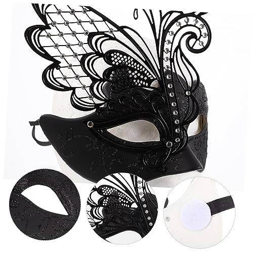 IMIKEYA Metall Butterfly Maske Halbgesichtsmaske für Damen Herren Party Masquerade Fasching Halloween Karneval Cosplay Zubehör Schwarz von IMIKEYA