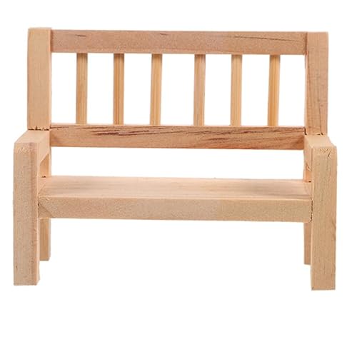 IMIKEYA Mini-Bankmodell winziges Miniaturpuppenhausmöbel Puppenhaus-Miniaturen Häuser Bausatz puppenhaus Bank Miniatur-Parkbank Miniaturbank aus Holz kleine Holzbankstütze Khaki von IMIKEYA