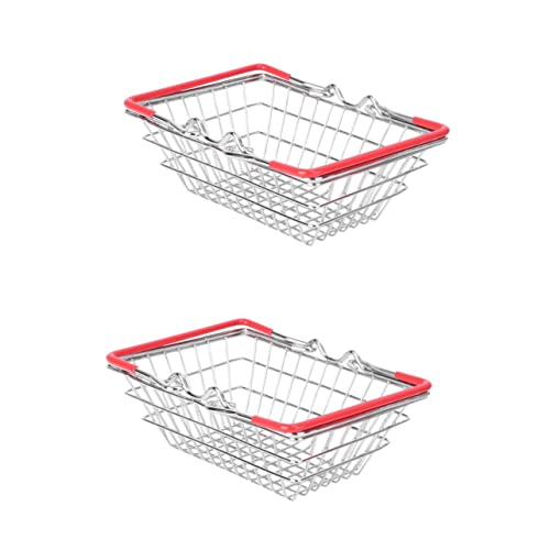 IMIKEYA Mini-Einkaufswagen Aus Rostfreiem Stahl – Selbstklebende Spiegelfliesen Für Kreatives Spiel – Kidcraft-Spielset Mit Griffen – Metallkorb Für Mini Aufbewahrung Und Deko von IMIKEYA