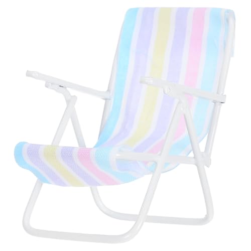 IMIKEYA Mini Hausmöbel Faltbarer Strandstuhl Puppenhausmöbel Dekoration Puppen Für Stühle Szenenzubehör Puppenhausminiaturen Am Meer Kleines Puppenstuhlzubehör Mini Möbeltuch von IMIKEYA