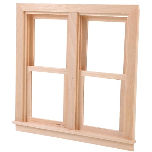 IMIKEYA Mini Holzfenster Modell für Puppenhaus Realistischer Fensterrahmen mit Push Pull Funktion Exquisites Puppenhauszubehör für Kreative Dekoration für DIY Miniaturhäuser von IMIKEYA