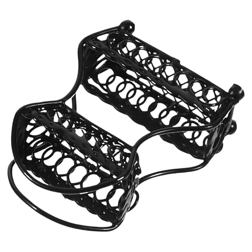 IMIKEYA Mini-Obstkorb Miniaturkorb für Puppenhaus Miniatur-Puppenhausbücher Zubehör für Puppenhäuser Mini-Gemüsekorb Puppenbett Mini-Korbverzierung dekoratives Obstkorbmodell Metall Black von IMIKEYA