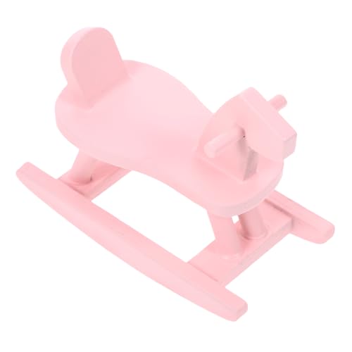 IMIKEYA Mini-Pferdeornamente aus Holz Mini-Holzmöbel schmücken Modell für Puppenhausmöbel Puppe Schaukelpferd Mini-Stuhl-Modell Puppenhaus-Modell Mini Möbel Birke Rosa von IMIKEYA