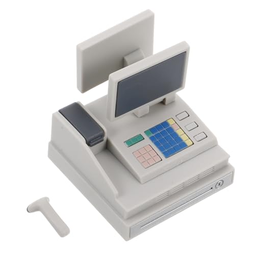 IMIKEYA Mini Registrierkasse Miniaturmöbel Puppenhaus Küchenzubehör Babytrage Für Puppen Lebensmittelladen Spielset Requisitenmaschine Rollenspiel Weißer Kunststoff von IMIKEYA