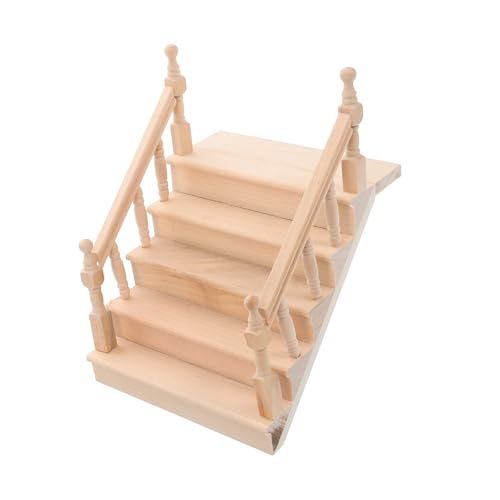 IMIKEYA Mini-kleinmöbeltreppe Treppenminiatur Puppenhaus Treppe Puppenstubenmöbel Mini-puppenhausmöbel Puppenhauszubehör Und Möbel Hölzern Light Brown von IMIKEYA