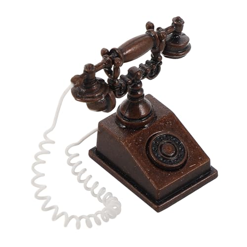 IMIKEYA Mini-puppenhausmöbel Antiquität -telefone Miniatur Telefon Stütze Vintage Telefon Alt Vor, Spiel Zu Mit Wählscheibe Legierung Dark Brown von IMIKEYA