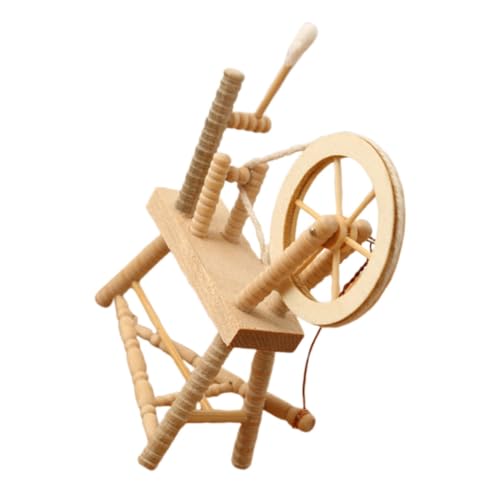 IMIKEYA Mini-spinnradmodell Maschine Möbel Retro Zubehör Miniatur Puppe Khaki Hölzern von IMIKEYA