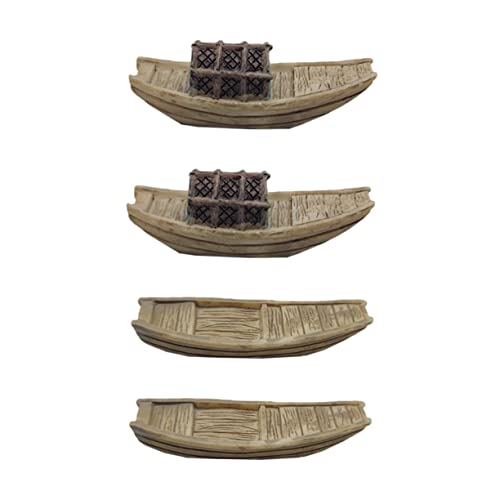 IMIKEYA Miniatur Boot Dekoration 4 Stücke Handgefertigtes Mikro Landschaftsaccessoire Nautische Miniaturornamente für Selbstgemacht Langlebiges Material für Terrarium und Puppenhaus von IMIKEYA